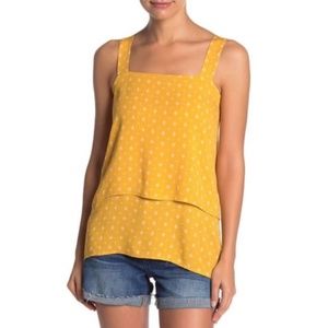 Bobeau Layered Dot Print Square Neck Tank